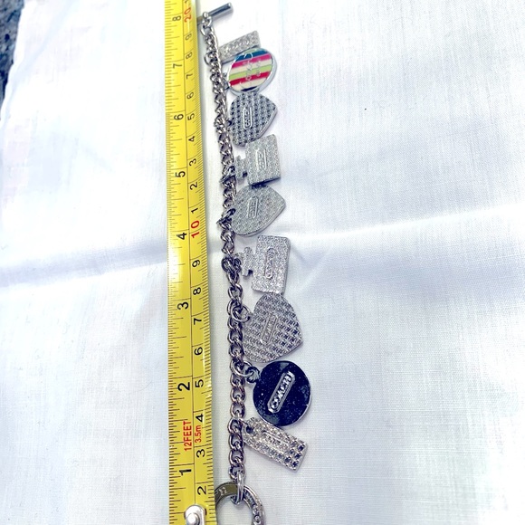 Coach Hearts charm bracelet in silver tone with vibrant, colorful charms. - Picture 10 of 10